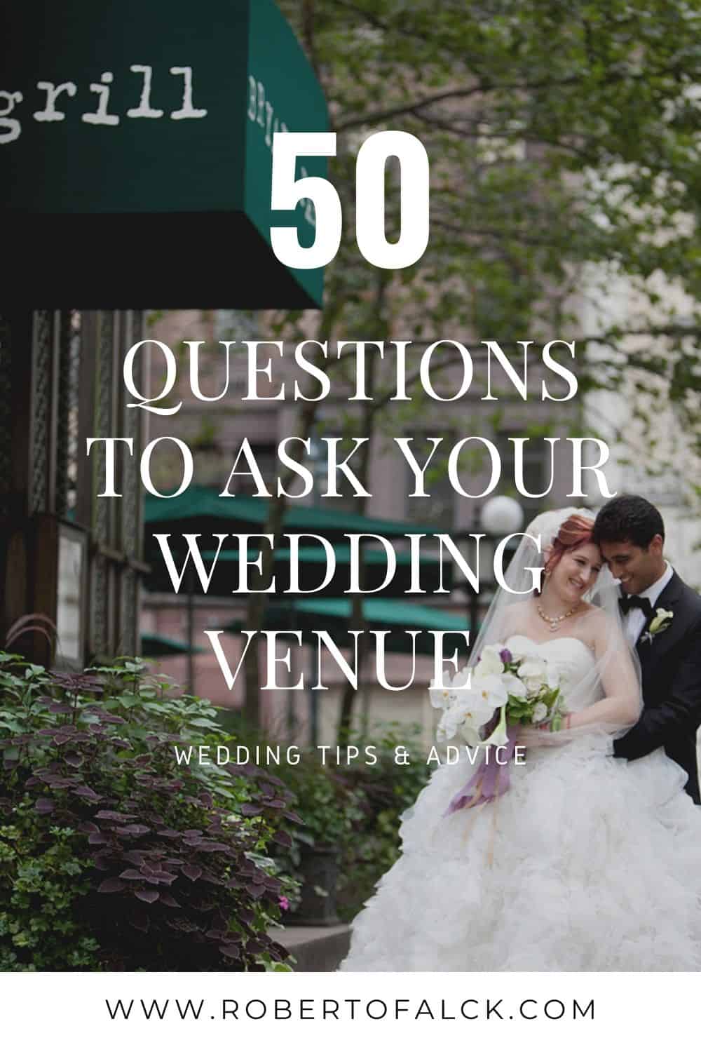 50 Questions to ask wedding venue